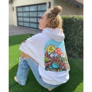 Daydreamer Oversized Hoodie Flyer Mushroom 70s Retro Sun Sweatshirt Size S